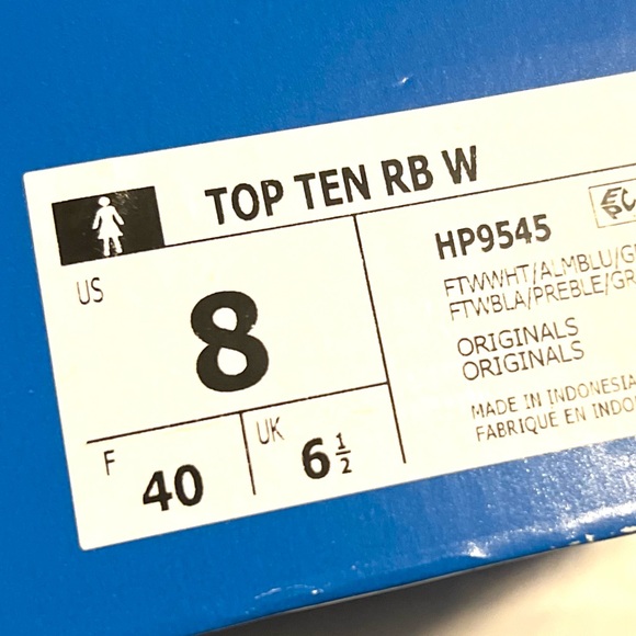 adidas Originals Top Ten RB, size 8 Women’s, White with blue - Picture 6 of 7